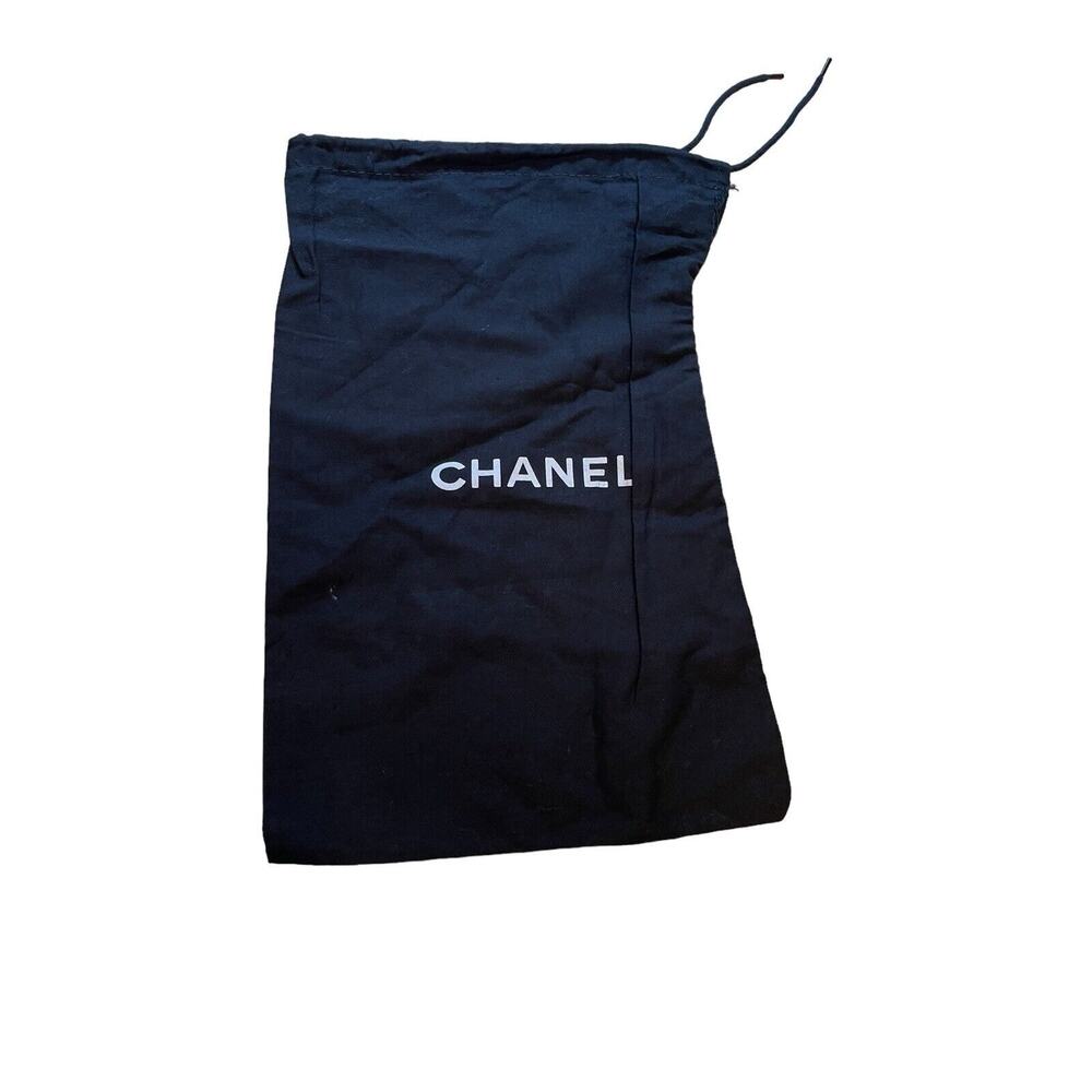 Chanel Small Black Dust Bag Cotton Drawstring Storage Travel Packable Organize